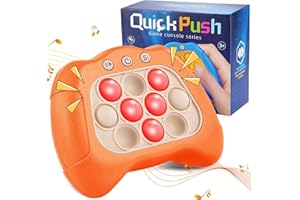 LUNRIWIS Tap Tap Smart Fidget, Handheld Pop Game Fidget Toys for Kids, Light Up Pattern Quick Push Bubble Fidget Toy Decompression Game Gifts for 3 4 5 6 7 8 9 10 11 12 Year Old Boys Girls & Adults Orange