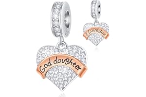 GLOWDAS Family Charms, 925 Sterling Silver Mother Father Daughter Son Sister Brother Grandson Granddaughter Grandpa Nephew Godmother Nana Wife Aunt Uncle Best Friends,I Love You Pendant,for European Bracelet