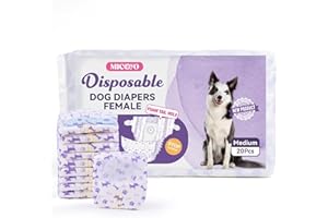 MICOOYO Couche pour Chien Femelle, Couches Jetables pour Chiennes avec Ouverture de Queue Réglable, Couche Chat pour Chats, Chiots, Chiots en Saison (40, M)