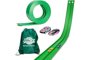 RACE MASTERS FlexiTrack – 5m Flexible Two-Lane Die-Cast Car Track Toy | Includes 2 Race Cars & Storage Bag | Mounts on Windows, Doors & Walls | STEM Toy for 3+ Year Old Kids | Tool-Free Setup | Made in the UK