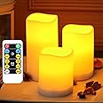 WRalwaysLX Flameless Candles with Timer,LED Flickering Candles with Remote Control, Battery Candles Outdoor and Indoor Home Decor, 3 candles, powered by 3AAA Batteries(not Included)