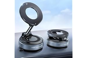 Beeasy Upgraded Vacuum Suction Magnetic Phone Holder, 360° Adjustable Foldable [20X N56 Magnets] Phone Mount for Car/Gym/Smooth Surface, Cell Phone Holder for iPhone 16 15 14 13 12 Pro Max, Black