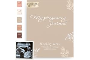 HuBorns - My Pregnancy Journal to Capture Every Moment Week by Week with Space for Photos and Ultrasounds, Pregnancy Diary to Keep the Most Special Memories, Maternity Journal (Beige, English)