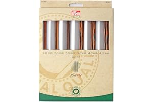 Prym - Juego de agujas de tejer de doble punta de madera, 2,4-5 mm 20 cm, color natural