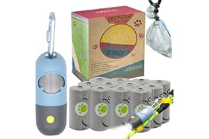 YUCHIYA Hundekotbeutelhalter mit LED-Taschenlampe| Doggy Poo Bags Spender für Die Leine| Pet Waste Bags Träger| Taschen Karabiner Verschluss LR44 Knopfzellen enthalten