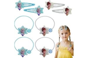 SALGIA 8 Piezas Orquillas Hielo Reina Princesa,gomas pelo niña,Horquillas Bebe Niña,Horquillas Elsa,Dibujos Animados Pinza Pelo,Princesa Horquillas, para accesorios pelo niña(Azul,Blanco)