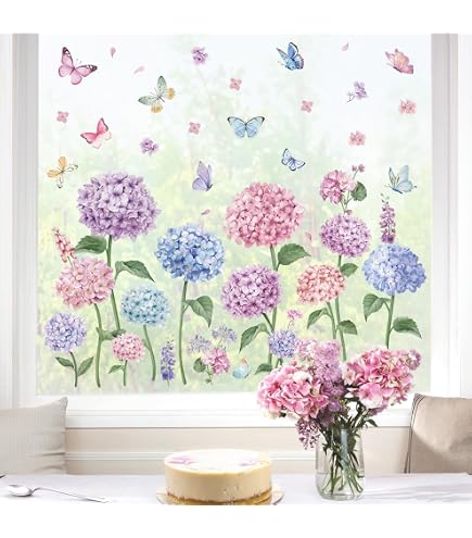 Adesivo per finestra con bouquet di fiori colorati, adesivi