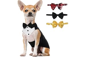 Lelepet Smoking pour Chien, Ensemble de Cravate, pour Petits, Moyens et Grands Chiens, Vêtements pour Chien avec Cravate, Vêtements pour Chien Formels pour Mariage, Anniversaire et Noël, S