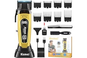 KEMEI KM-90-4 Tondeuse à cheveux professionnelle pour homme avec cordon/sans fil, tondeuse à cheveux et barbe, tondeuse de barbier à lame réglable avec rechargeable par USB, cadeau pour homme