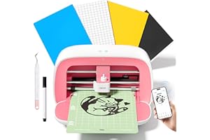Likcut S501 Vinyl Cutter Machine with Built-in Storage, Die Cutting Machine of Multi Material Vinyl, HTV, Cardstock, Paper, Includes Cutting Mat, Black Pen, Weeding Tool, Pink