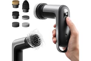 HOTO Grip™ Cepillo Eléctrico de Limpieza Hogar, IPX7 Impermeable, Cepillo Limpieza Eléctrico Ligero (0.29 kg) con 6 Cabezales, para Higienede Cocina, Vajilla, Encimera, Parrilla, Placa, Baldosas