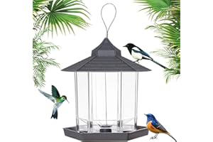 Comzantor Mangiatoia per Uccellini da Esterno, Mangiatoia per Uccelli Selvatici da Appendere per Passeri e Uccelli da Giardino (Grigio)