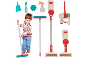 YULEYU Jouet aspirateur pour Enfants, 3 en 1 Jouet de Nettoyage réaliste par Aspiration avec Son, Jouet d'entretien de la Maison, éponge et Chiffon pour Les Enfants en Bas âge, Jouets pour Enfants à Offrir