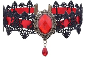 Gilieyer Collana Girocollo In Pizzo Accessorio Per Festa Di Nozze Punk Rock Gotico Lolita Retro Vittoriano Vampiro Punk Ciondolo Collana Nero Chocker Gioielli per Donne Halloween