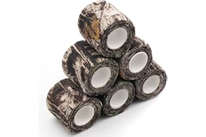 Favuit Outdoor Camouflage Tape, 6 Rolls Self-Adhesive Camouflage Bandage Camouflage Tape Multifunctional Stealth Non-Woven Fabric Camouflage Tape Camo Stretch Bandage for Torch Telescopic Bicycle