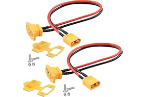QIANRENON 14AWG 25A XT60 Li connettore batteria fisso, cavo di montaggio fisso, connettore XT60E-F placcato oro su spina XT60, cavo di montaggio estensore, copertura antipolvere, per modelli RC, 30