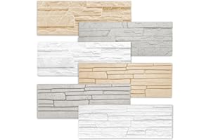 MARBET DESIGN Marbet - Paraluce da parete in polistirolo EPS, effetto pietra, rivestimento da parete per interni, 0,52 m², pannelli di design, 3D per soggiorno, fai da te, Stone bianco