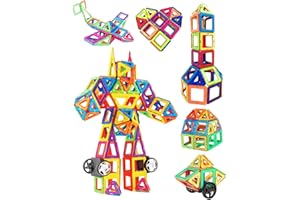 Lulizar Intelligent Magnetic Building Blocks Set, 64Pcs Magnetic Tiles for Kids, Creativity Educational Magnetic Tiles Set, Magnetic Building Tiles Set Gift for Christmas, Birthday, Halloween