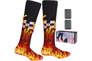 QDRECLOD Calze Riscaldate a Batteria per Uomo e Donna Calzini riscaldati al ginocchio 11 Ore 5000mAh/5V USB Riscaldati Scaldapiedi Elettrico Calze 4 Temperature per l'intero Plantare sci/bicicletta/Campeggio