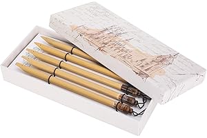 Deror - Bolígrafo de inmersión (5 unidades), diseño de pluma de caligrafía de bambú natural, pluma de inmersión de caligrafía manga para artistas dibujadores(juego natural bamboo tip)