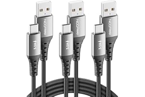 deleyCON Lot de 3 Câbles USB-C (0,5m + 1m + 2m) 3,1 A Câble de Charge et Données USB-A vers USB-C pour iPhone 17 16 15 Pro Max Air Galaxy A16 A56 S25 S24 S23 Pixel iPad Pro AirPods Tablette Switch PS5