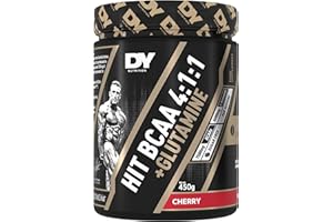DY Nutrition HIT BCAA 4:1:1 + Glutamine, 450g, 30 Servings (Cherry Flavour) Branch Chain Amino Acid Powder Drink for Optimal Pump & Performance | Pre & Intra Workout Supplement