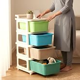 BabyPro 4 Layer Plastic Drawer Organiser with Wheels, Storage Cabinet | For Modular Storage, Durable, Portable, Multi-Purpose