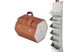 CHENKEE Sonnenbrillen Aufbewahrungsbox, 6 Fächer Faltbare Brille Displaybox Tragbar Brillenbox Aufhängbares Brillenetui für mehrer Brillen Brillenaufbewahrung