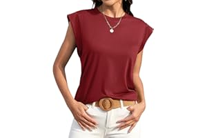 BellaDila Mujeres Verano Chic Cuello Redondo Camisetas Sin Mangas Top Casual Suelto Moda Básica Blusas 2024