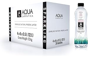 AQUA Carpatica 500ml x 24 - Pure Natural Sparkling Mineral Water for Optimal Hydration, Nitrate-Free, Abundant in Calcium & Magnesium, Naturally Alkaline, Enriched with Natural Electrolytes
