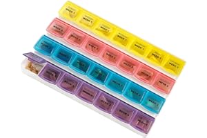 MEDCA Organizador mensual de pastillas. Planificador de pastillas de 28 días extra grande para separar pastillas y vitaminas por semana. Recordatorio de medicamentos diarios de lunes a domingo.