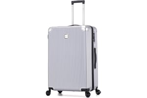 ATX LUGGAGE EST. 1991 ATX Luggage Large Suitcase Hard Shell on 4 Dual Spinner Wheels Super Lightweight ABS Hold Check in with Built-in TSA Lock (Silver, 110Liter)