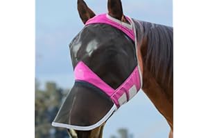 Harrison Howard CareMaster Pro Luminous Maschera anti-mosche per cavallo UV protezione con para naso Rosa (L; Full Size)