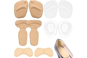 PHOMANTTONARY 5 Paare Ballenpolster Vorfuß, Fersenpolster, Rutschfeste Gel-Polster, Gel- Schuheinlagen, Wiederverwendbar für Männer und Frauen(10 Stück in Set)