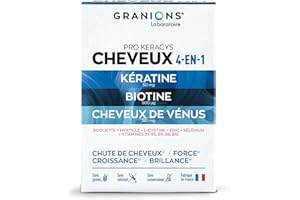 GRANIONS PRO KERACYS 4-EN-1 | Anti-chute Cheveux + Force + Croissance + Brillance | FORMAT 1 MOIS : 90 Gélules | Fabriqué en France