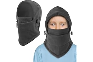 TAGVO Sturmhaube Winter Kinder 4-10 Jahre, Antistatisch Warm Fleece Skimaske mit Kordelzug, Atmungsaktiv Elastizität Balaclava Nackenwärmer Hals Gaiter für Jungen und Mädchen Outdoor-Aktivitäten