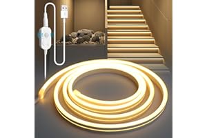 YOODI Taśma LED Z Czujnikiem Ruchu, Taśma O Długości 2 Metrów Emitująca Ciepłe światło, Materiał PVC Można Przyciąć Na Wymiar, 3 Tryby Pracy Z Timerem, Odpowiednia Do Schodów, Sypialni I Szaf.