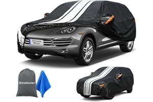 Cowtcver Housse de Voiture Extérieur pour 2014-2024 Porsche Μacan, Bâche Voiture Étanche Respirante Contre Pluie Soleil Poussière, Housse de Protection Voiture avec Zip et Doublure en Coton.