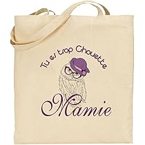 Tote Bag "Mamie" En Coton Bio - Sac En Toile 41x37 Cm, Cadeau Fête Des Grands-mères, Noël, Anniversaire