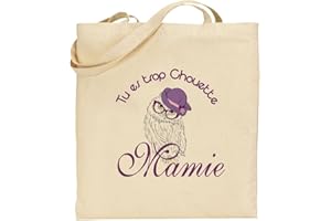 GRAVURE EVENTS Tote Bag - Sac en Toile - Cadeau pour Mamie - Cadeau pour la fête des Grands Mères, Noël, Anniversaire, Fête de Mamy (Sac 1)