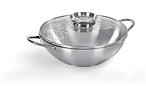 BARAZZONI Wok inox 18/10, ø28 cm, capacité 3,75 lt, couvercle avec polomo aroma, fabriqué en Italie