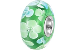 Andante-Stones 925 Sterling Silber Murano Glas Bead Charm Spring Grün - Element Kugel für European Beads + Organzasäckchen