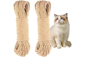 MEETOZ 2Pcs Sisal Rope for Cat Scratcher, 30m x 6mm Natural Jute Rope for Garden Bundling, Repair/Replacement Cat Post Tree(Brown)