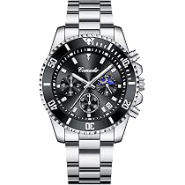 IFCOW Orologio Da Uomo Al Quarzo Con Cinturino In Acciaio, Impermeabile 30m. Quadrante 43mm Con Funzione Data E Cronometro. Scegli Tra Varie Colorazioni. Elegante Per Ufficio E Tempo Libero. - 3