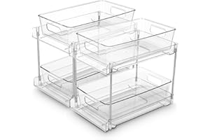 IXYDOR Organizador Bajo Fregadero, 2 Paquete Organizador Bajo Fregadero Deslizable, Estante Almacenamiento Debajo Fregadero 2 Niveles, Almacenamiento y Organización Multifuncional en Cocina, Baño, Oficina