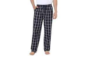Jveyvth Mens Pyjama Pants 100% Cotton Plaid Sleep & Lounge Pants, PJ Bottoms with Pockets and Button Fly