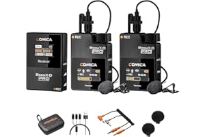 COMICA Bezprzewodowy mikrofon krawatowy Boom X-D2 PRO 2,4 GHz dwukanałowy mikrofon klapowy z 2 nadajnikami i 1 odbiornikiem, mikrofon bezprzewodowy do aparatów Canon, Nikon, Sony, smartfonów,