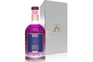 CL CONDE LUMAR Gin Violet con Oro 23k - Premium Liqueur - Moras y Frutos del Bosque - Gin Tonic Para Regalar - 15 Botánicos 5 Destilaciones - Set con Caja Estuche de Regalo y Certificado del Oro - 40% vol