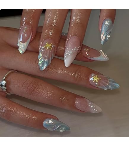 3D Press On Nails Mit Tropischen Blumen – 24 Stück In Almond-Form