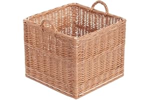 E-WICKER24 Vollwe Idener Fireplace Basket, Naturfarbiger Wicker Log Basket – Wicker Log Basket with Handle, Toy Box